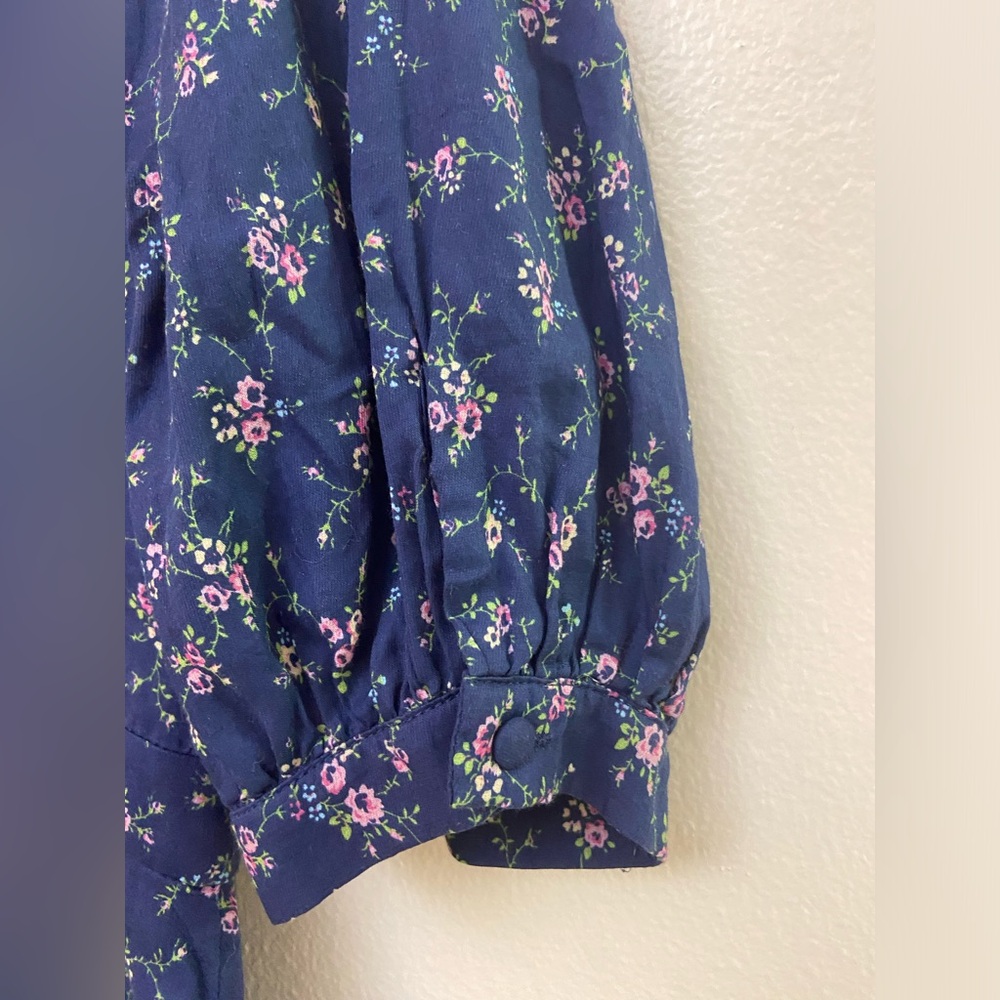 LoveShackFancy Eventide Blue Lena Floral 🌸 Cotton Mini Dress women’s Size L - Picture 10 of 16